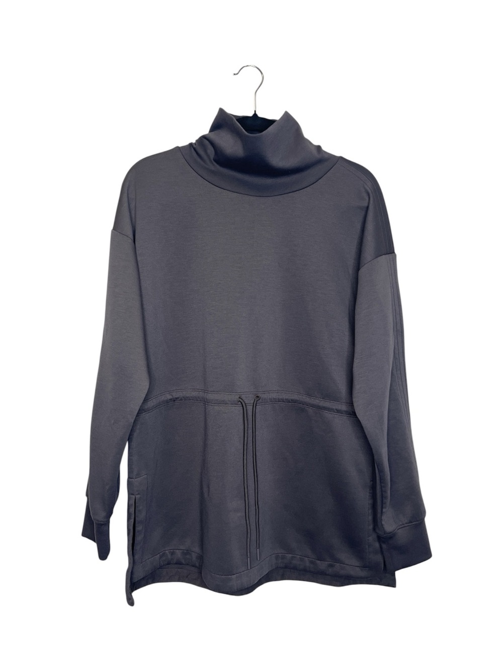 Athleta Allure Funnel Neck Cinch Waist Gray sweatshirt top size Medium